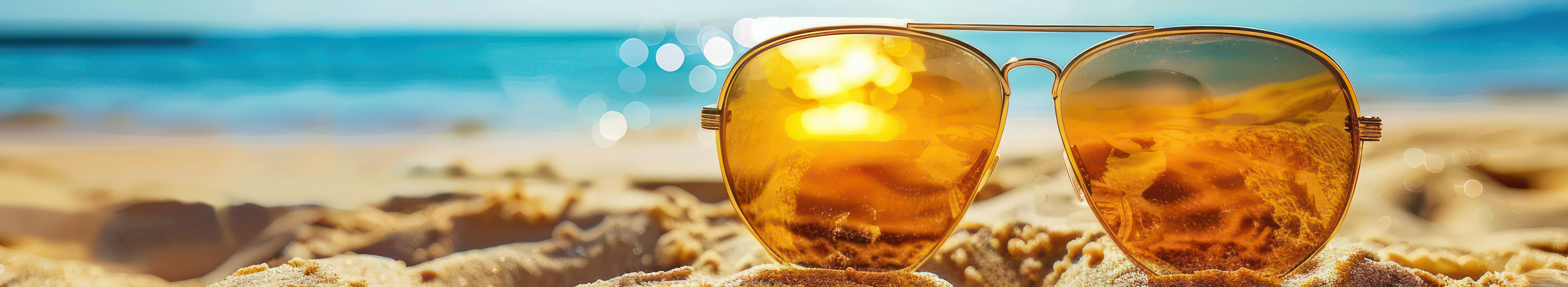 Sandstrand am Meer mit Sonennbrille