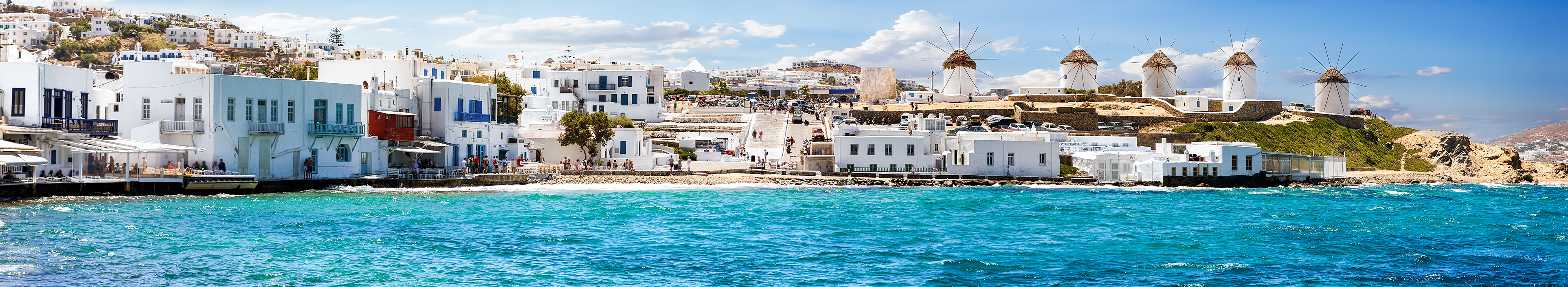 Die Windmühlen von Mykonos, Kykladen, Griechenland