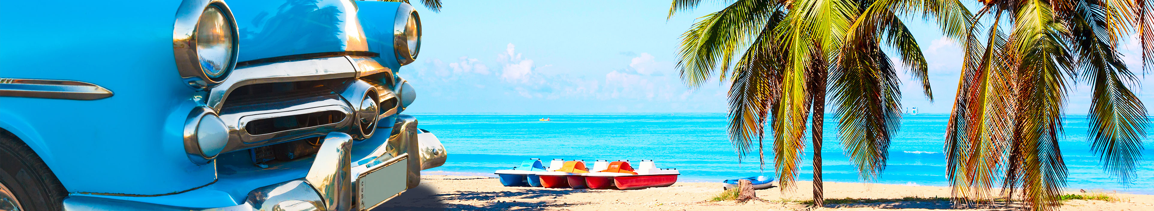 Auto und Palmen in Kuba