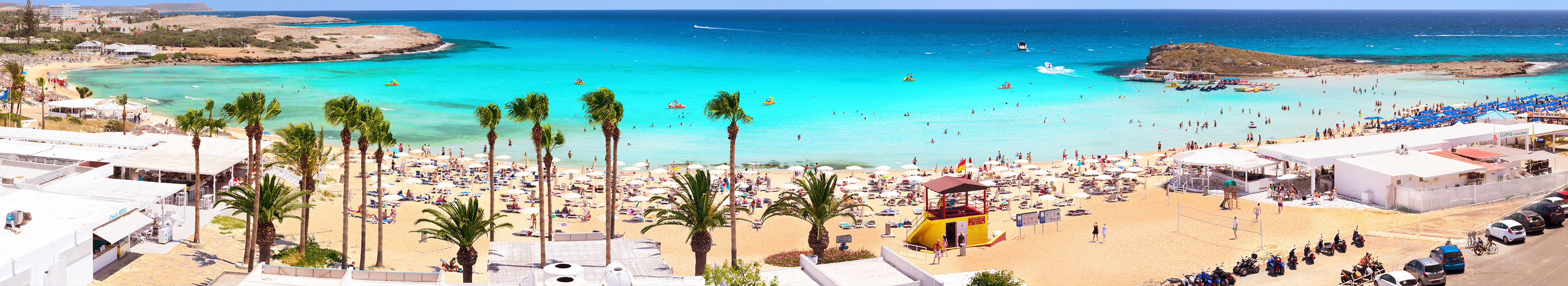 Panorama von Nissi Beach. Ayia Napa. Zypern.