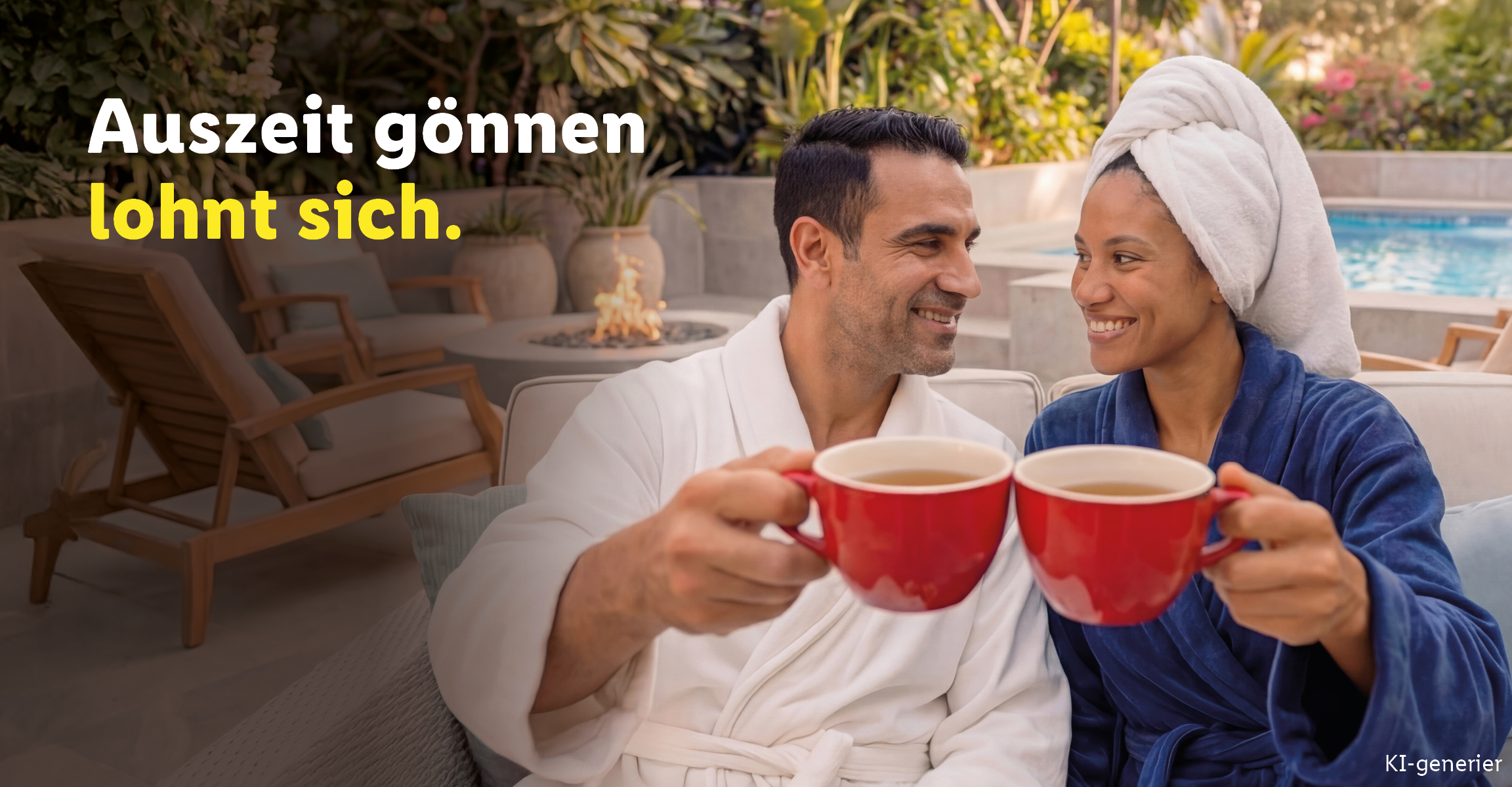 Wellnessangebote Lidl Reisen Österreich. Beim Klick auf den Banner wird auf die Wellness-Angebote weitergeleitet.